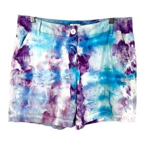 Crown & Ivy Size 12 Shorts Handmade Tie Dye Caroline Blue‎ Purple 7 Inch 1149